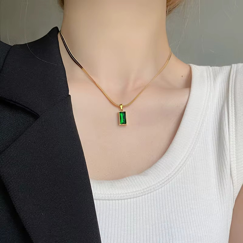 AKOL Schmuck-Set, Halskette, Ohrringe, Edelstahl, Gold, Zirkonia, Damen - Bild 4
