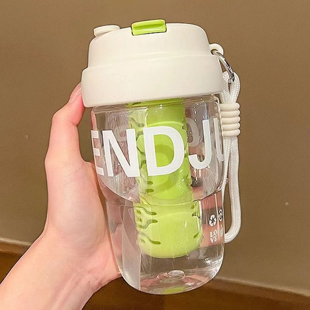 GIANXI Strohhalmbecher mit Seildesign, Tragbarer Tee-Trennung Becher für Blumentee aus lebensmittelechtem Kunststoff, Weiß - Bild 1