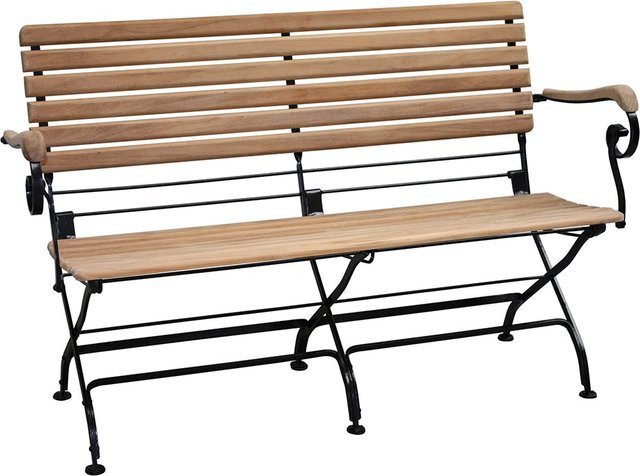 ZEBRA Bank FLORENCE klappbare Gartenbank aus Teakholz und Flachstahl in Braun, B/T/H: 130 x 65 x 87 cm - Bild 1