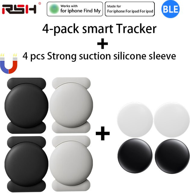 4er-Pack IOS GPS Smart Tag für Apple Find My Tracker mit magnetischem Saugnapf und Silikonhülle zur Verlustprävention für Skateboard und Auto - Bild 1