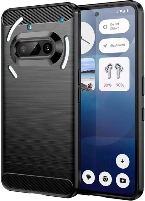 Techsuit Schutzhülle für Nothing Phone (3a) in Schwarz mit Carbon-Optik - Bild 1