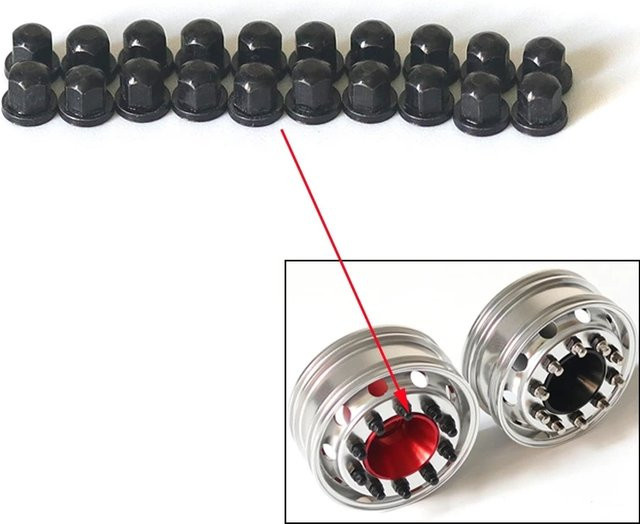 Tamiya Rad Muttern M2, Zubehör, 20-teiliges Set, 1:14, Grau - Bild 1