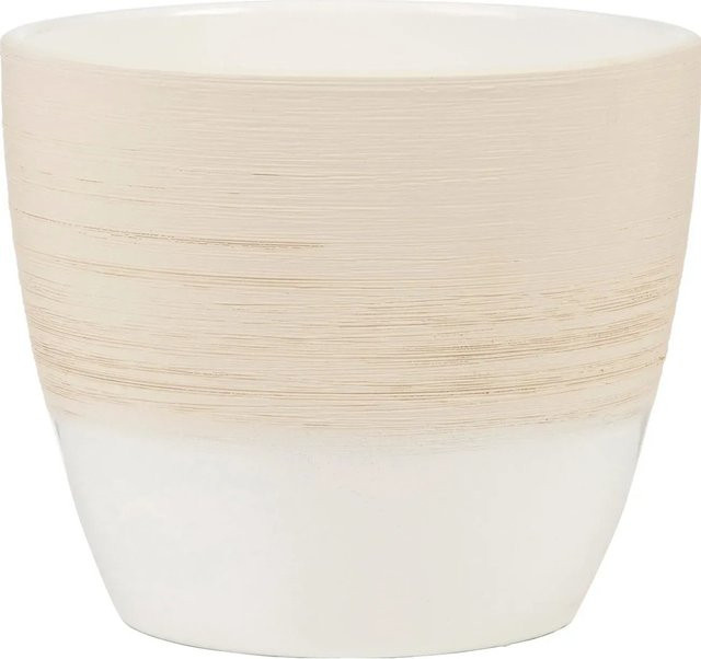 Scheurich Übertopf 950 in Vanilla Cream mit Kratzoptik im Landhausstil, Durchmesser: 11 cm, Höhe: 9,5 cm - Bild 1
