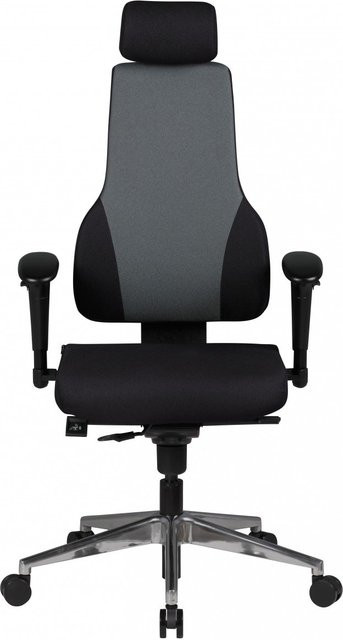 Ergonomischer Bürostuhl Finebuy aus Stoff mit Kopfstütze und Armlehnen, Schwarz - Bild 1