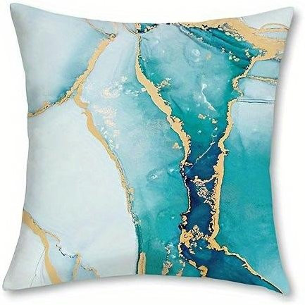 JMG Clothing Kissenbezug mit abstraktem geometrischem Muster in Türkis und Gold, B/B/H: 50 x 50 x 1 cm - Bild 1