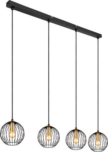 Globo Pendelleuchte Eusebius 4-flammig Schwarz Matt, B/T/H: 100 x 16 x 150 cm - Bild 2