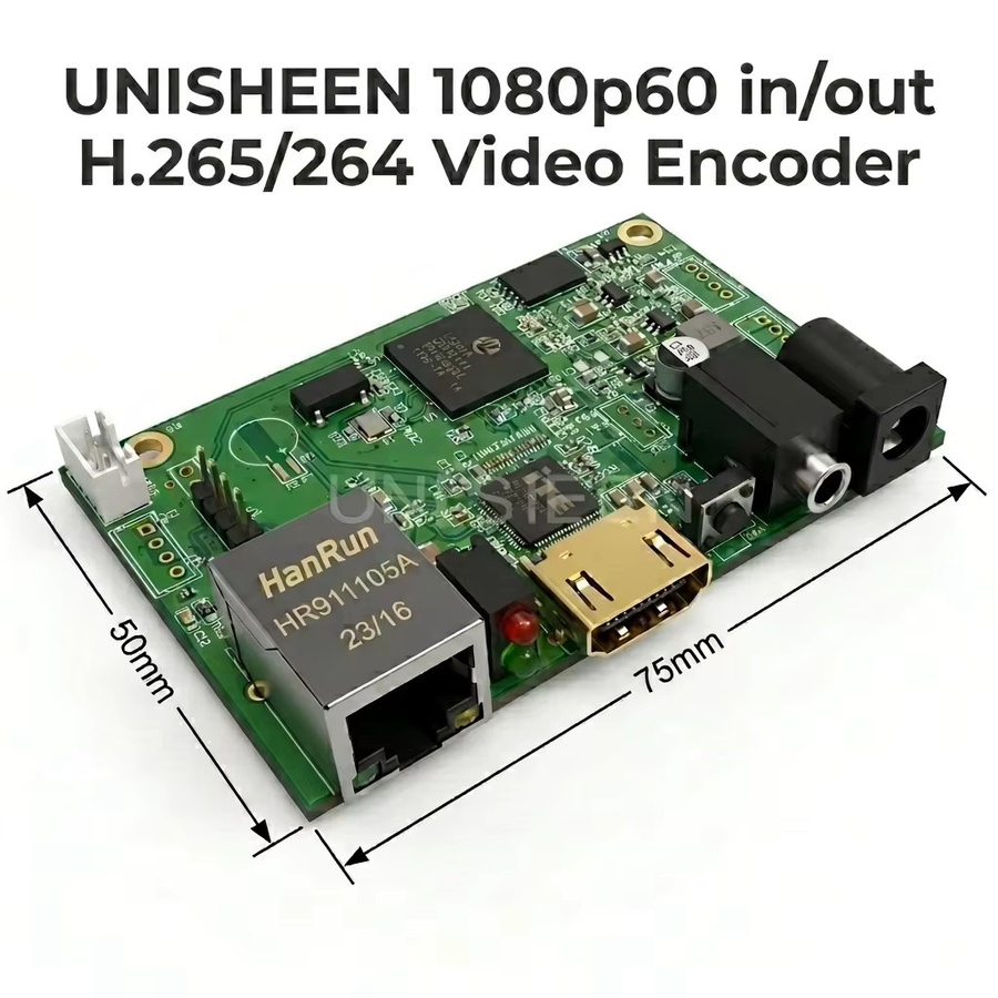 UNISHEEN BM1000H HD Live-Stream Video-Encoder in Schwarz mit HDMI zu IP Unterstützung für 1080p H.265 H.264 IPTV via SRT RTMP RTMPS UDP WebRTC Icecast RTSP Onvif - Bild 3