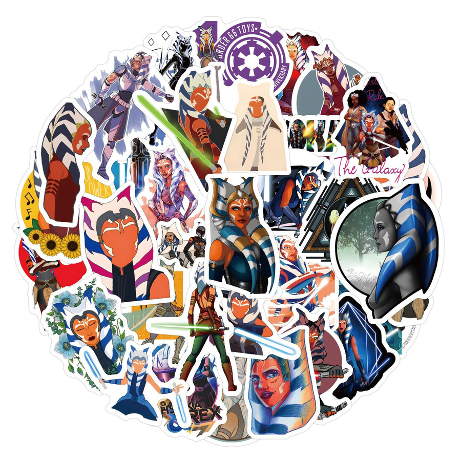 55 Ahsoka Doodle Cartoon Aufkleber in Multicolour zum Dekorieren von Koffern, Notizbüchern und Gitarren - Bild 2