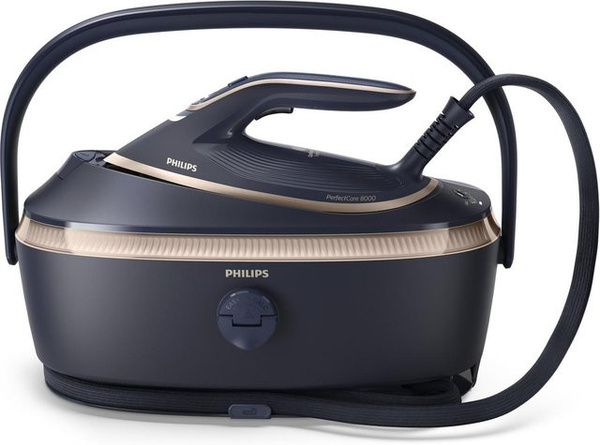 Philips PerfectCare 8000 Series Dampfbügelstation PSG8300/20 in Dunkelblau/Gold mit 3120 W, 9 bar Pumpendruck und OptimalTEMP Technologie
