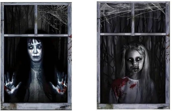 Lulou Halloween Fensterabdeckung 2 Stück, Schwarz, Textil, B/H: 80 x 120 cm