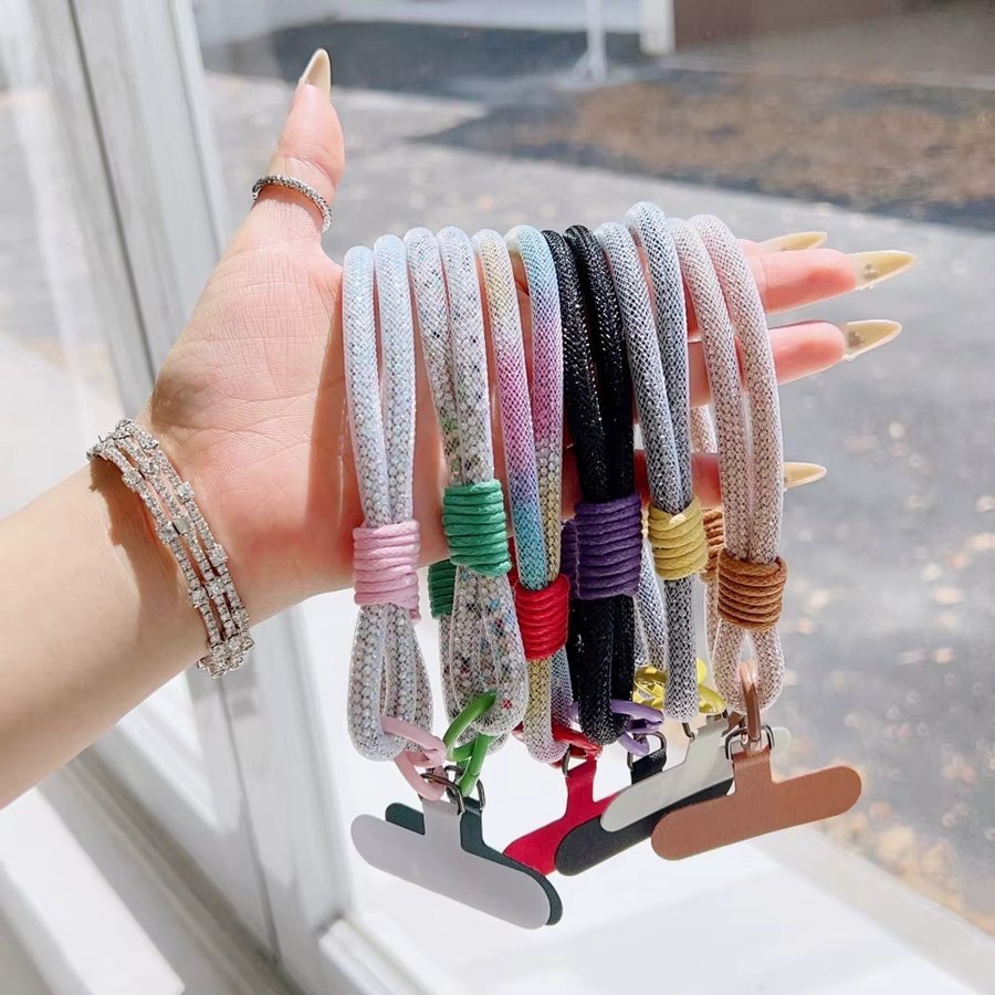 Longsheng Luxus Handy-Lanyard mit Volldiamant-Glanz und Mesh-Strass-Handgelenkband in Multicolour - Bild 2