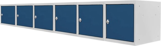 PROREGAL Blocky Schließfachwürfel Set aus 6 Stück mit Drehriegelschloss für Vorhängeschlösser, Lichtgrau/Blau, B/T/H: 40 x 40 x 40 cm - Bild 1