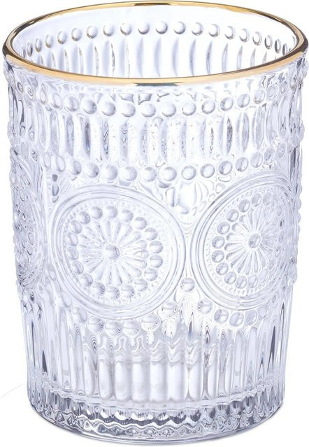 Relaxdays Wassergläser aus Glas in Transparent und Gold, 4er Set, 300 ml - Bild 1