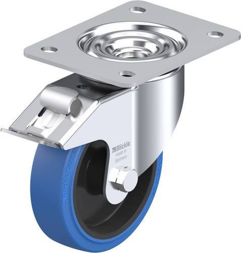 Blickle Lenkrolle LK-POEV 125R-3-FI-SB mit Feststeller in Blau und Schwarz, Rad-Durchmesser: 125 mm, Tragfähigkeit: 250 kg - Bild 1