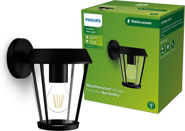 Philips LED Außenwandleuchte Sunera Schwarz mit E27 Fassung - Bild 1