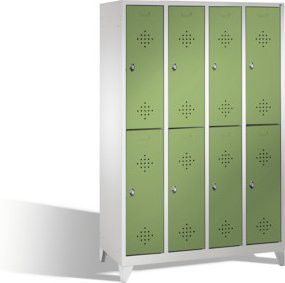 C+P Doppelstockspind Classic auf Füßen mit 8 Türen, Farbe Resedagrün und Lichtgrau, H x B x T: 185 x 119 x 50 cm - Bild 1