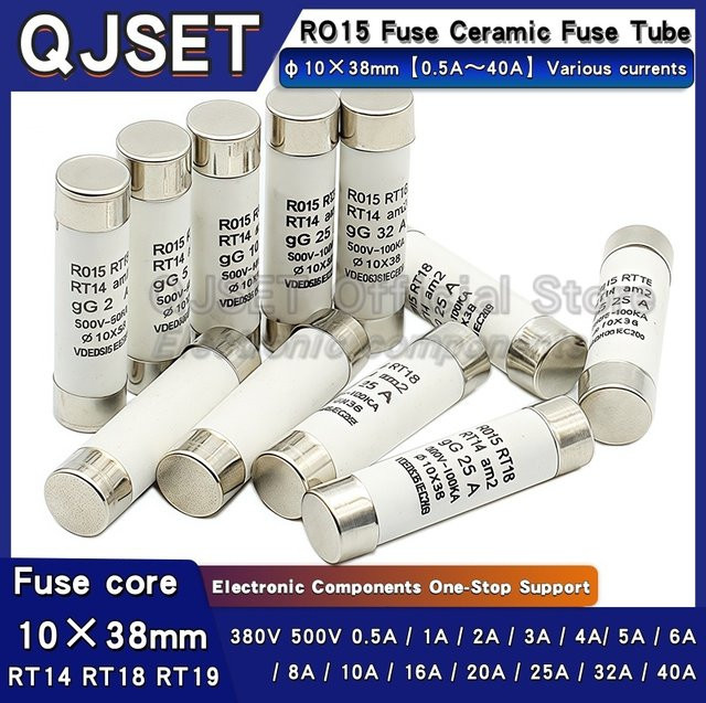 10er Set R015 Flinker Keramiksicherung 10 x 38 mm, 500 V - Bild 1