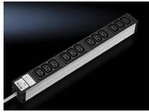 Rittal Steckdosenleiste für Rack-Einbau, 12 Ausgangsbuchsen IEC 60320 C13, 1U, Schwarz-Grau, 2 m Kabel - Bild 1