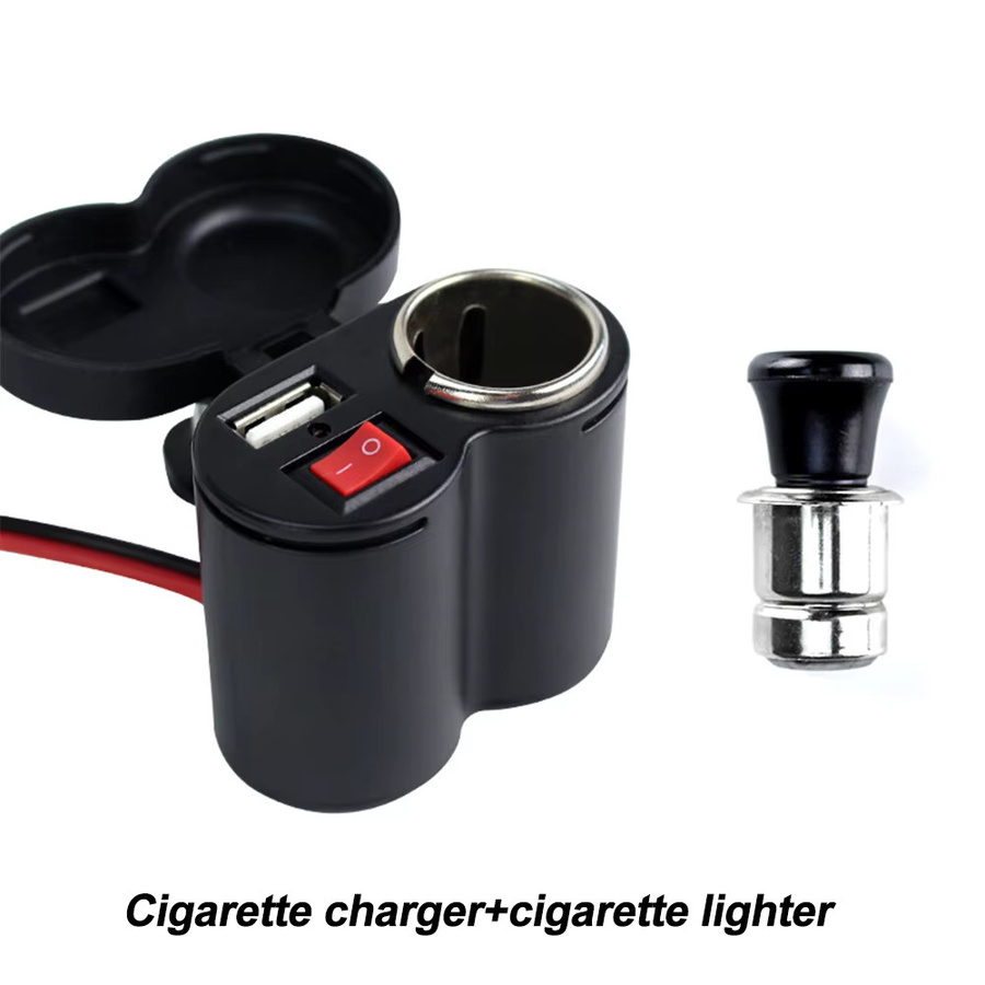 USB-Ladegerät Adapter für Auto und Camper mit USB-A und USB-C Anschlüssen, 2.4A, Schwarz, DC 12V-24V mit Schalter - Bild 4