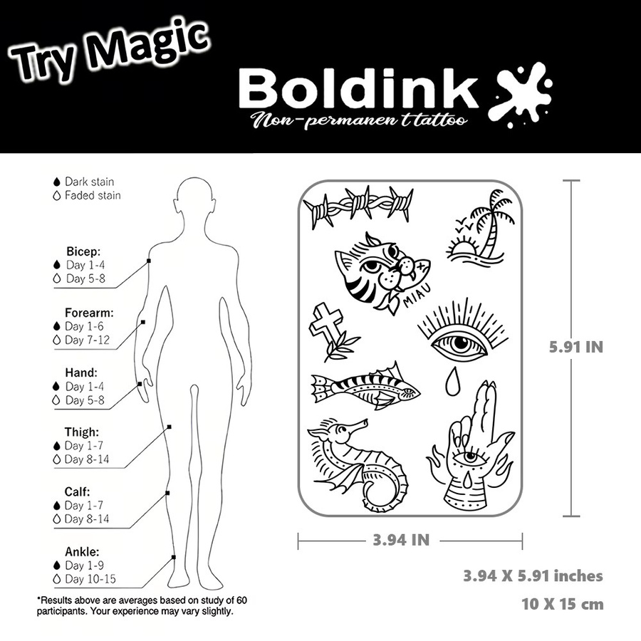 BOLDINK American Dark Tattoo Sticker, Unisex - Bild 3