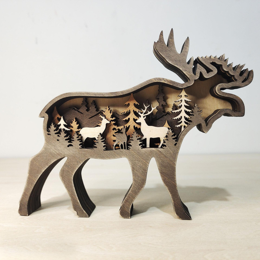 DIY Holz Ornament Elch und Braunbär in Braun als moderne Tischdekoration für dein Zuhause oder als Weihnachtsgeschenk von Household supplies MH - Bild 4