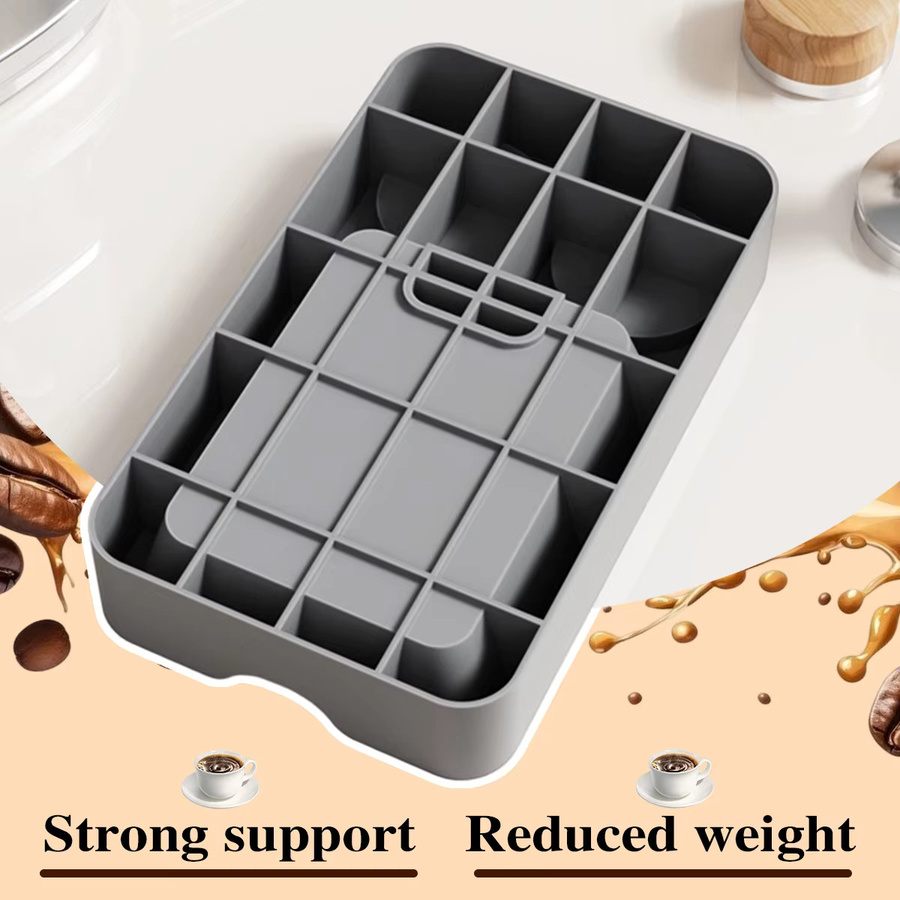 Leeseph 2-in-1 Espresso-Tampingstation und Kaffee-Organizer in Grau mit Klopfbehälter und Silikon-Einsatz für 51 mm, 54 mm und 58 mm Tamper - Bild 5