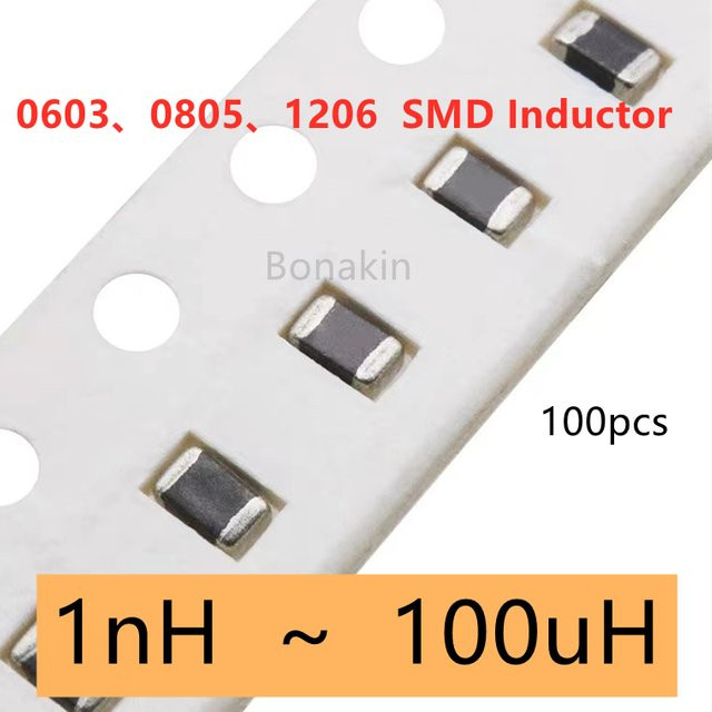 100 Stück Bonakin SMD-Induktivitäten in Schwarz für Bauformen 0603, 0805 und 1206 - Bild 1