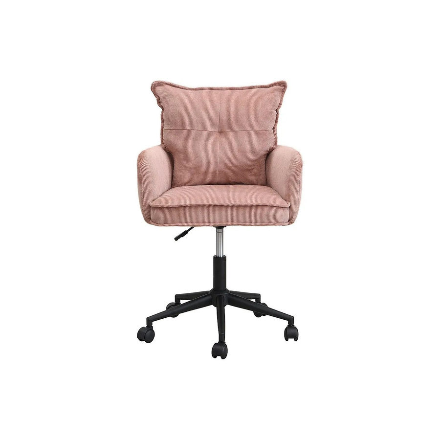 Bataru Bürostuhl ohne Armlehnen in Rosa mit Cord-Bezug und Metallgestell für Home-Office und Erwachsene, Breite: 59,5 cm - Bild 2