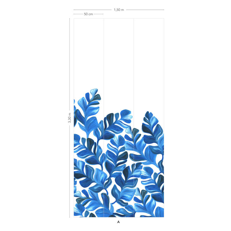 Isidore Leroy Tapete Pacifico XL Bleu in Blau mit floralem und botanischem Design als Mural aus Vlies, Breite: 330 cm, Höhe: 250 cm - Bild 2