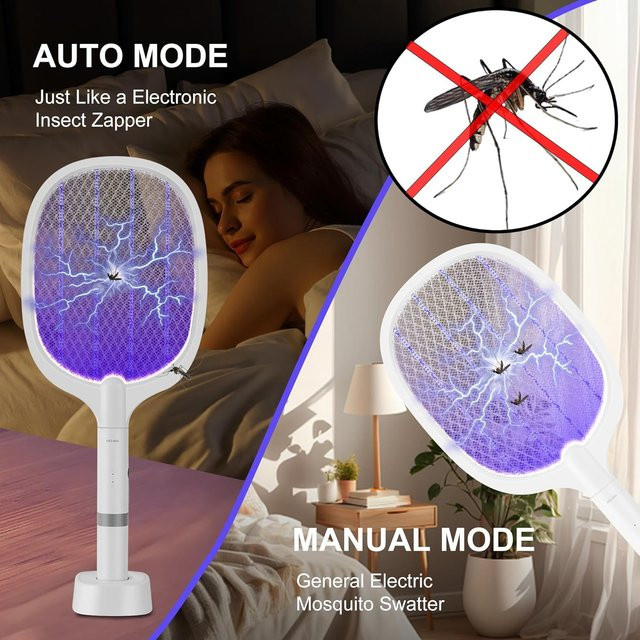 APWIKOGER 2-in-1 Elektrischer Insektenvernichter 3000V USB-Aufladbar in Weiß - Bild 1