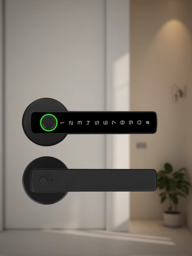 TTLock intelligentes biometrisches Fingerabdruck-Türschloss mit Bluetooth-Unterstützung, Tuya-App, schlüssellosem Zugang und elektronischem Passwortgriff in Schwarz von Asia-Teco - Bild 6