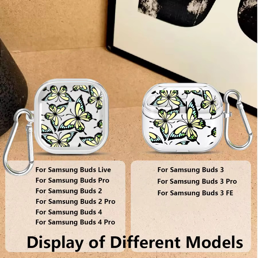 Transparente Samsung Galaxy Buds Hülle mit Schmetterlings-Design für Buds 4 Pro, 3 Pro, 3 FE und Live - Bild 2