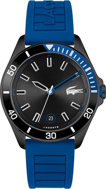 Lacoste Herrenuhr, Quarz, Edelstahl, 43 mm, Silikon, Schwarz, 5 ATM - Bild 1