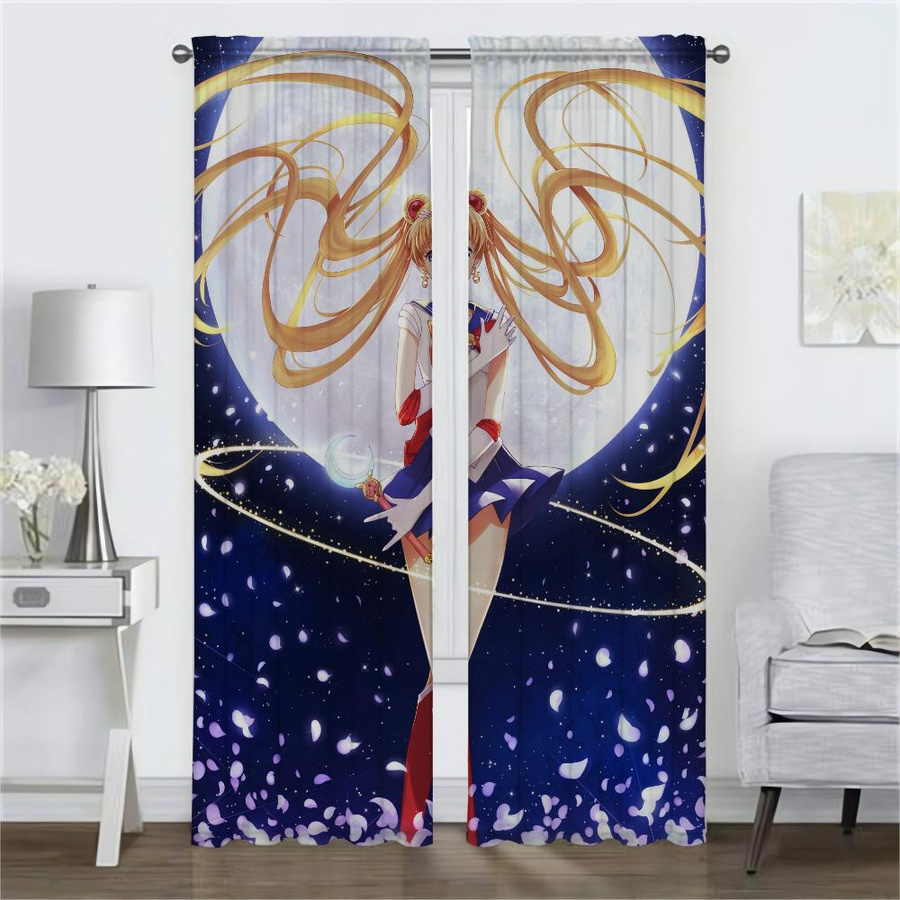 Sailor Moon Heimtextilien Vorhänge 2er Set, halbtransparent, multicolor, Breite: 50 cm, Höhe: 70 cm - Bild 2