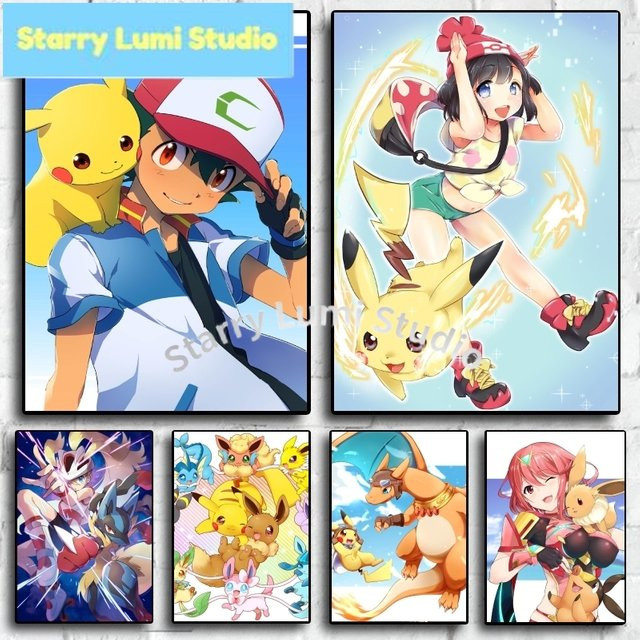 KAYOU Anime Diamantmalerei Poster Ash Ketchum und Pikachu in Mehrfarbig, B/H: 20 x 30 cm - Bild 1
