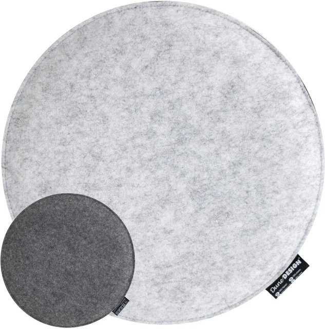 DuneDesign Rundes Sitzkissen aus Filz in Grau, Durchmesser: 35 cm, Höhe: 3 cm - Bild 1