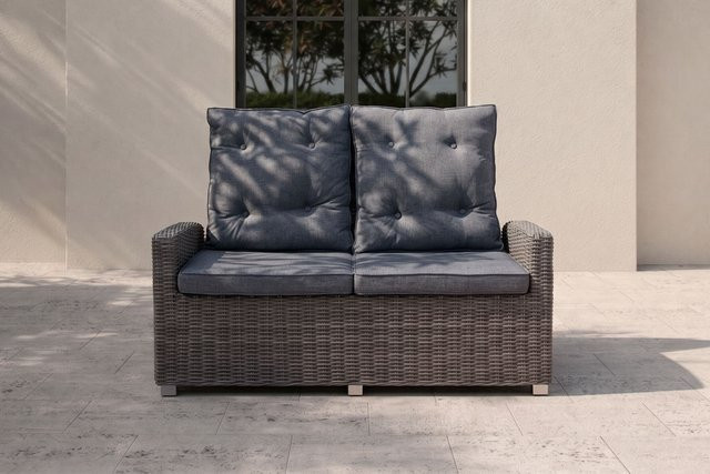 OUTFLEXX Dining 2-Sitzer Sofa aus Polyrattan in Grau mit Polsterung, B/T/H: 148 x 83 x 110 cm - Bild 1