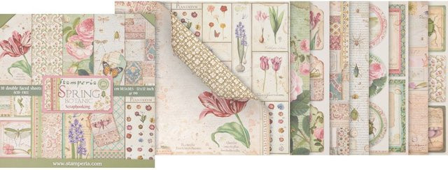 Stamperia Scrapbook-Block Spring Botanic in Multicolor, B/B: 30,5 x 30,5 cm - Bild 1