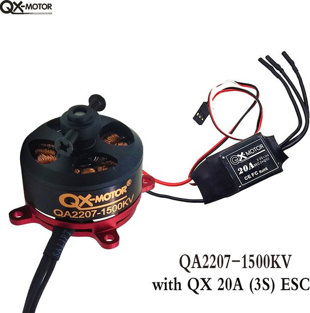 QX-MOTOR qa2207 1500kv bürstenloser Motor, QX-20A 3s ESC, Schwarz, Metall - Bild 1