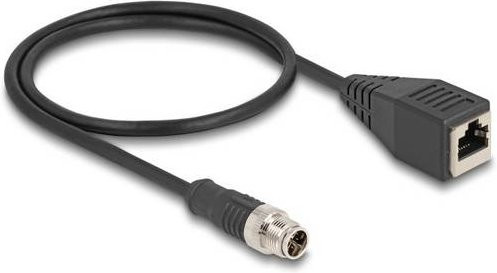 Delock 60623 Patchkabel CAT 5e S/FTP RJ45 auf M12 Ethernet LAN Kabel Schwarz 0,50 m - Bild 1