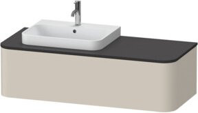 Duravit Waschtischunterschrank Happy D.2 Plus ohne Aufsatz, Tau matt, links, B: 130 cm, H: 35,4 cm, T: 55 cm - Bild 1