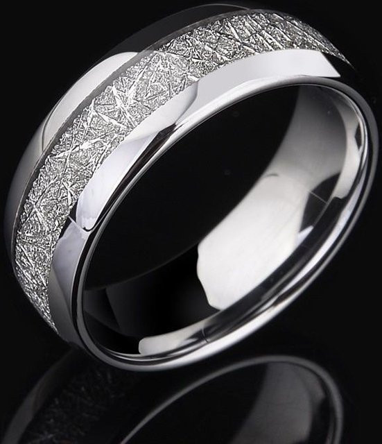 KaiTingu Jewelry Ehering, Meteorit-Stein-Muster, Wolframstahl, 8 mm, Unisex - Bild 1