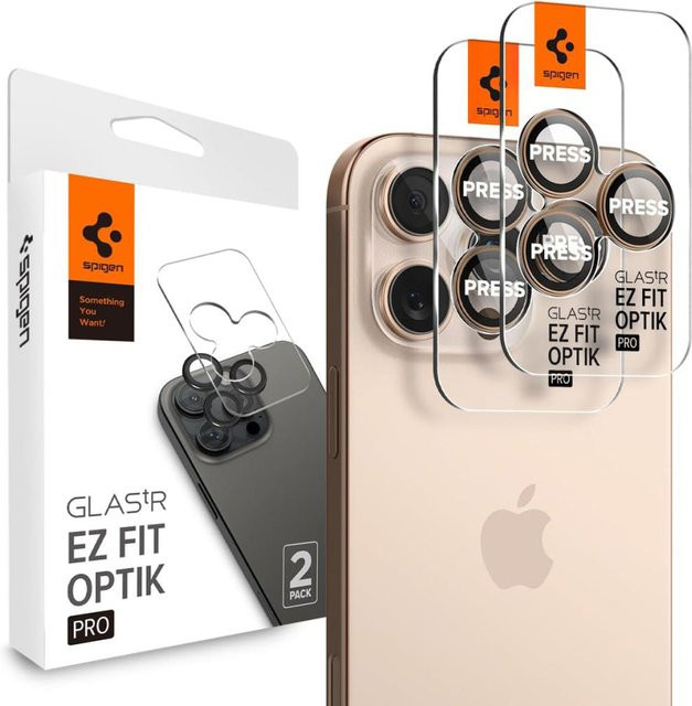 Spigen GlastR EZ FIT Optik Pro Schutzfolie für die Rückkamera aus gehärtetem Glas für Apple iPhone 16 Pro, Bronze, 2er-Set - Bild 1