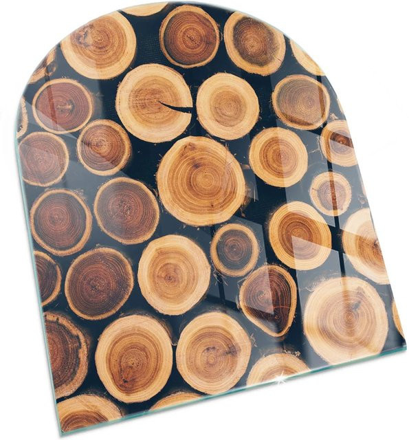 Tulup Funkenschutzplatte aus Glas für Kamin und Ofen als Halbkreis, Farbe: Braun, B: 80 cm, H: 70 cm - Bild 1