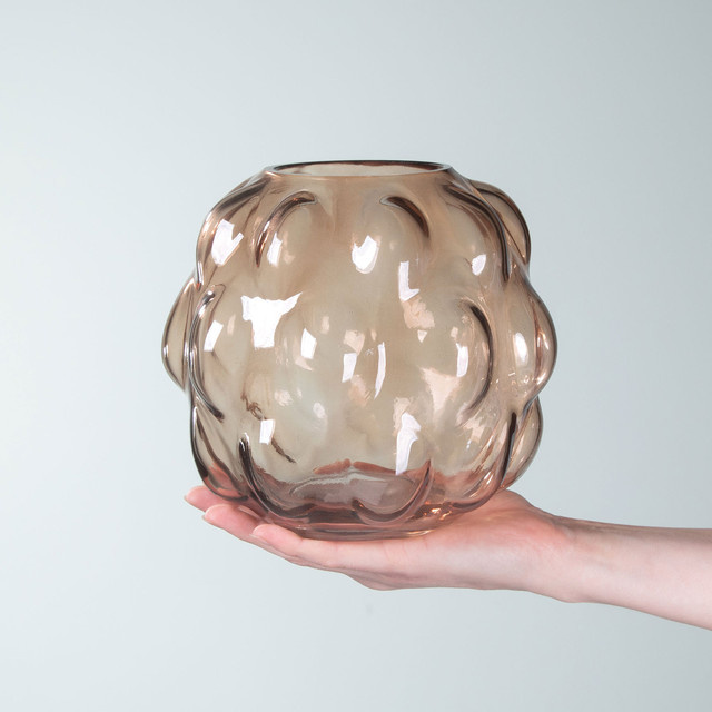 Glasvase Bubble von BLUME2000 in Taupe und Beige aus Glas, Höhe: 19,0 cm, Durchmesser: 18,0 cm - Bild 1