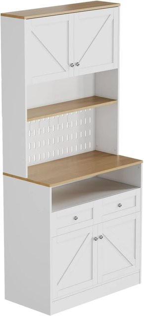 okwish Sideboard in Weiß mit zwei Schubladen und vier Türen für Küche und Wohnzimmer, B/T/H: 80 x 40 x 175 cm - Bild 1