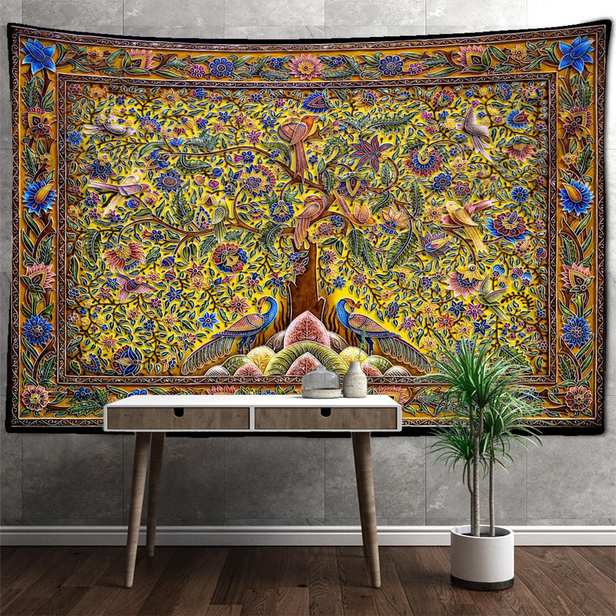 Wandteppich Super Six mit abstraktem Gesichtsmuster im Boho-Stil, Multicolour, B: 320 cm, H: 182 cm - Bild 2