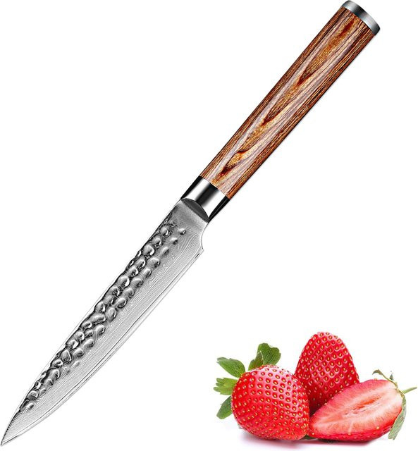 Xituo Utility-Küchenmesser aus Damaststahl mit goldenem Holzgriff, 12,7 cm - Bild 1