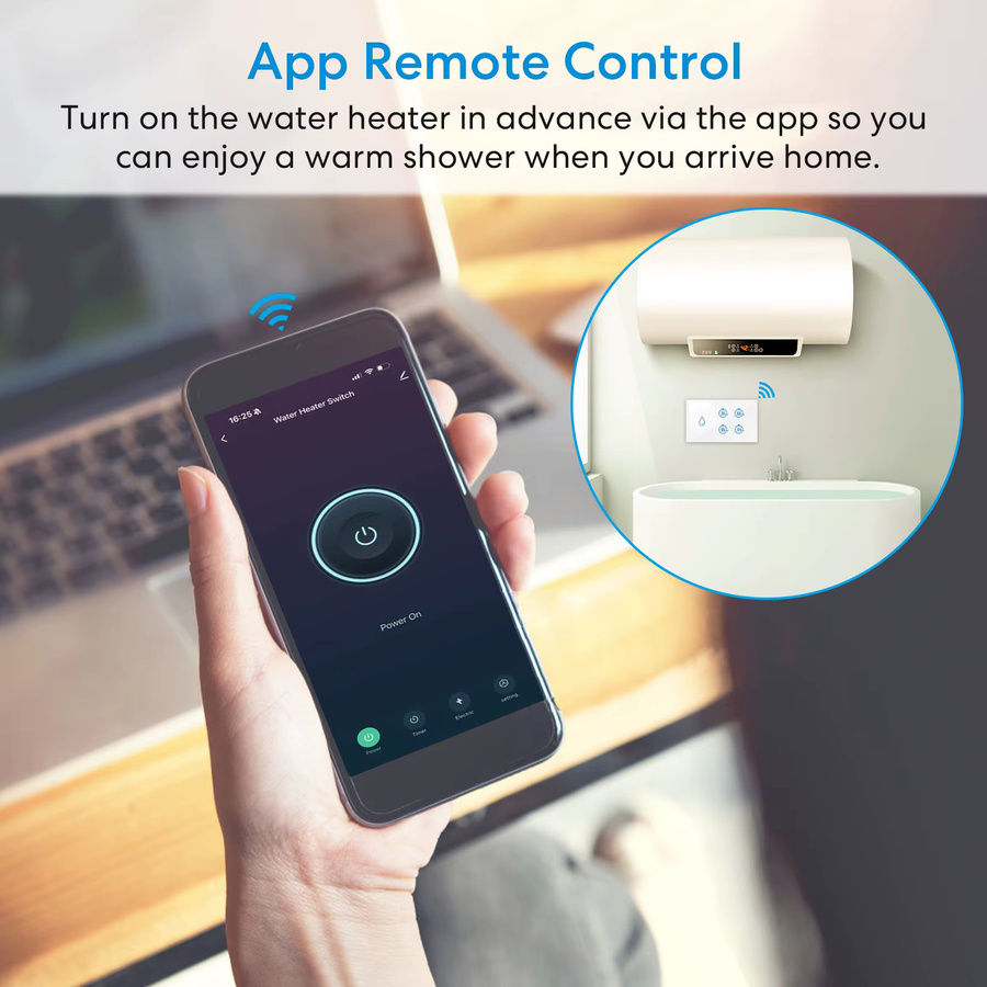 Tuya Smart Leben 20A Kessel Wasser Heizung Schalter mit Touch Panel, Timer, Countdown und Energieüberwachung, kompatibel mit Google Home und Alexa, Weiß - Bild 2