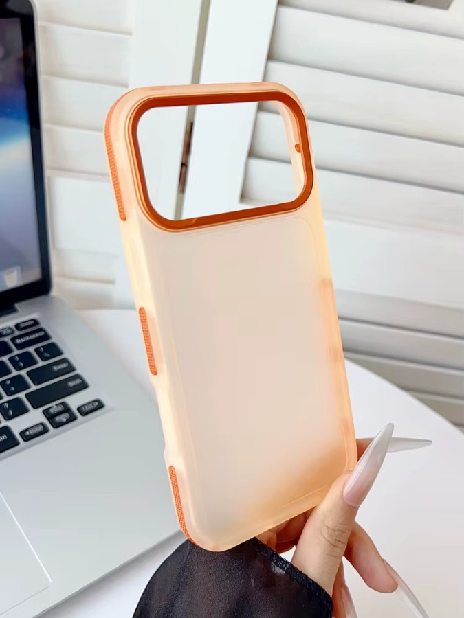 Stoßfeste TPU-Telefonhülle von szHAIyu für iPhone 11 bis iPhone 17 Pro Max mit mattem, durchscheinendem Design und buntem Rand in Multicolor und Orange - Bild 4